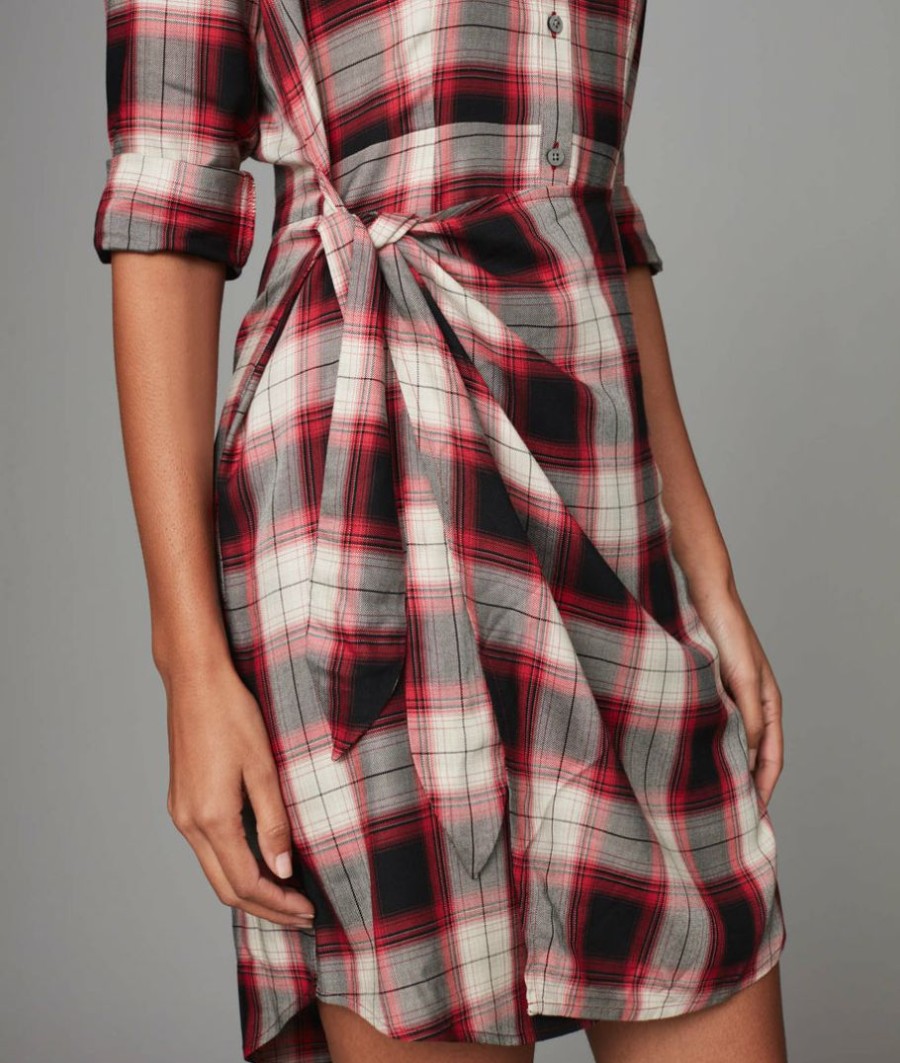 Women * | Best Reviews Of Untuckit Dresses & Skirts Plaid Rachel Wrap Dress Black