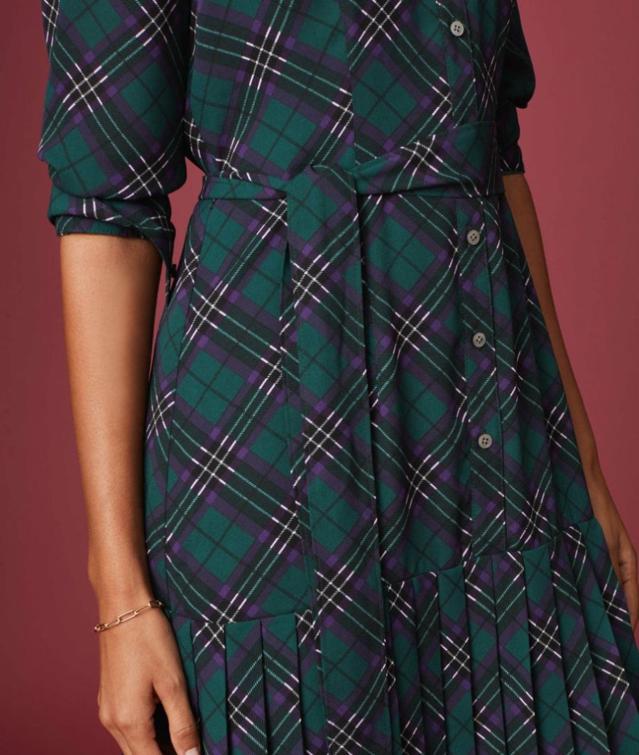 Women * | Best Sale Untuckit Dresses & Skirts Pleated Janice Midi Dress Green