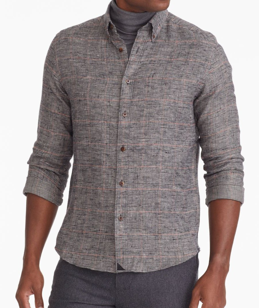 Men * | Best Pirce Untuckit Linen Flannel Zermatt Wallis Shirt Grey