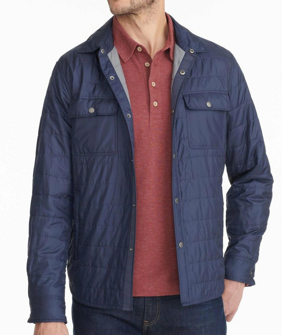 Men * | Best Sale Untuckit Outerwear Insulated Shirt Jacket Final Sale Navy