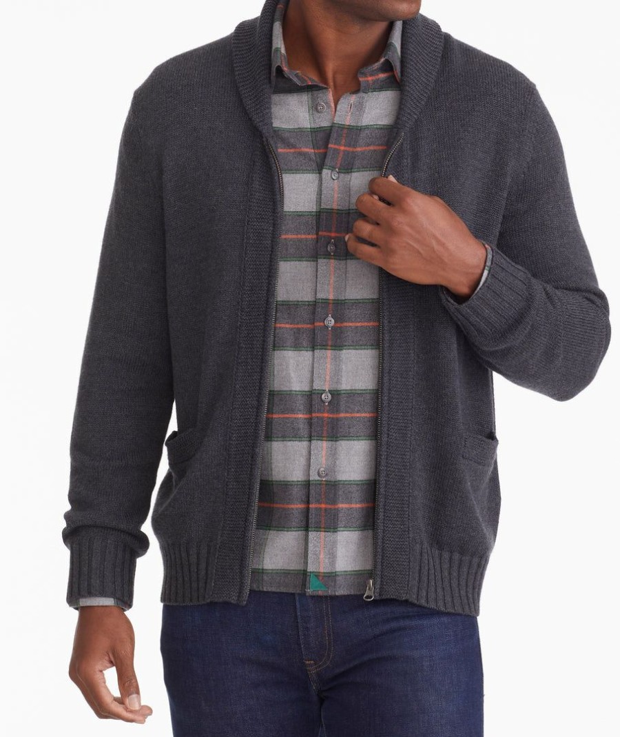 Men * | Deals Untuckit Wool Zip Cardigan Sweater Sweaters & Sweatshirts Grey