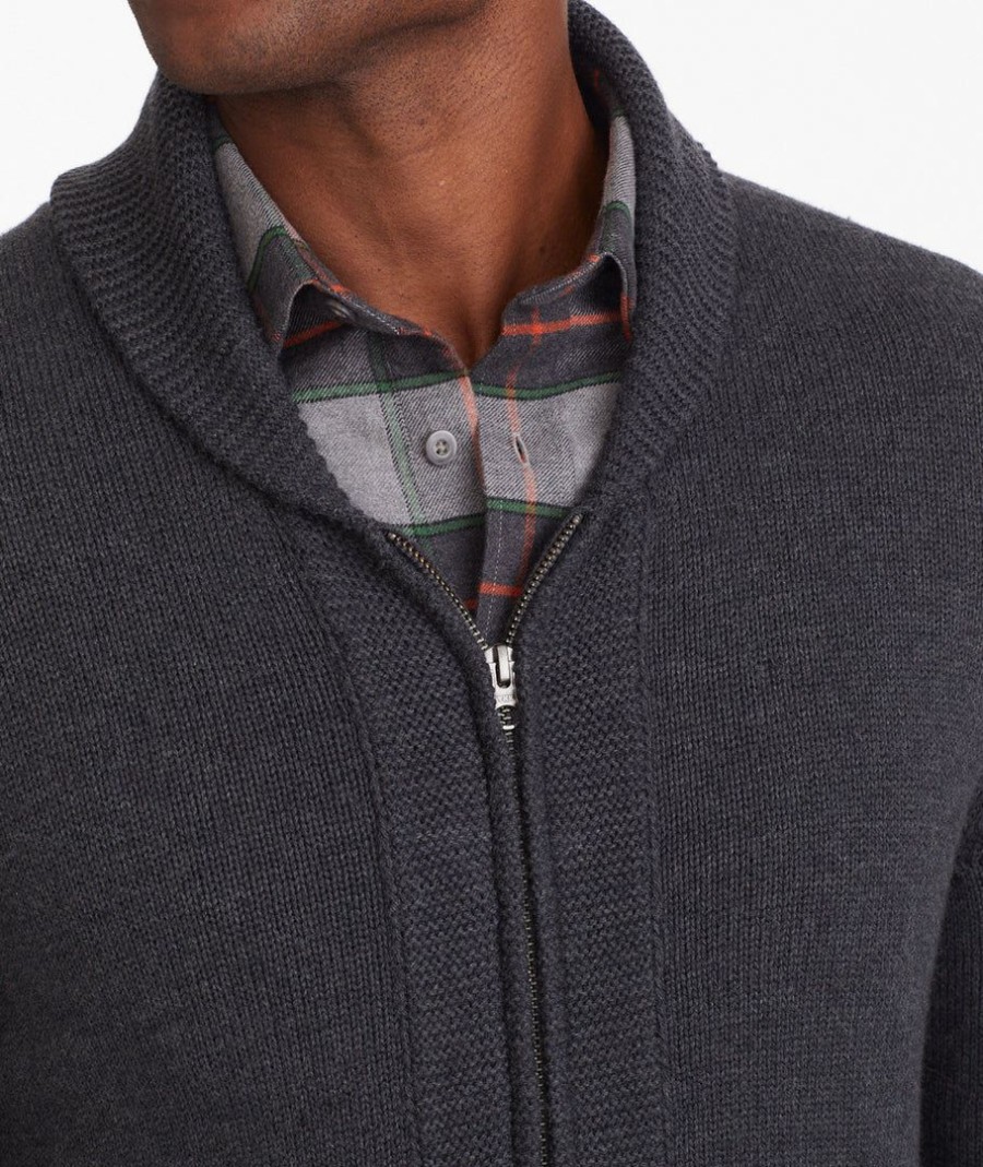 Men * | Deals Untuckit Wool Zip Cardigan Sweater Sweaters & Sweatshirts Grey