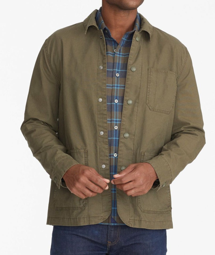 Men * | Wholesale Untuckit Outerwear Canvas Chore Jacket Dark Green