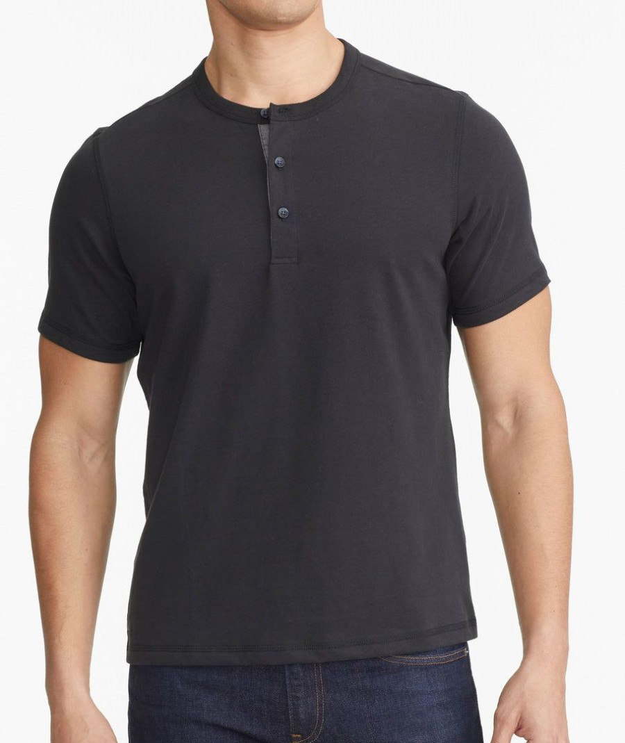 Men * | Brand New Untuckit Ultrasoft Short-Sleeve Henley Black