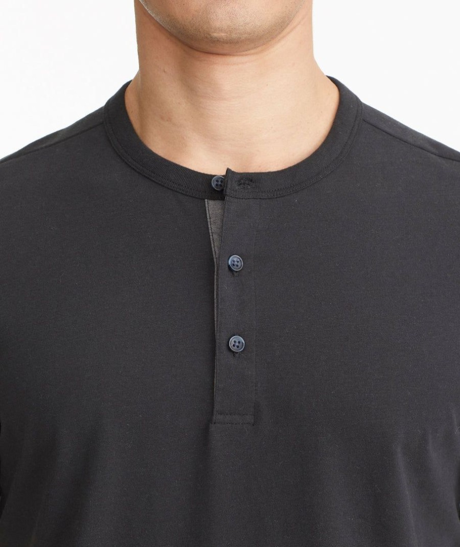 Men * | Brand New Untuckit Ultrasoft Short-Sleeve Henley Black