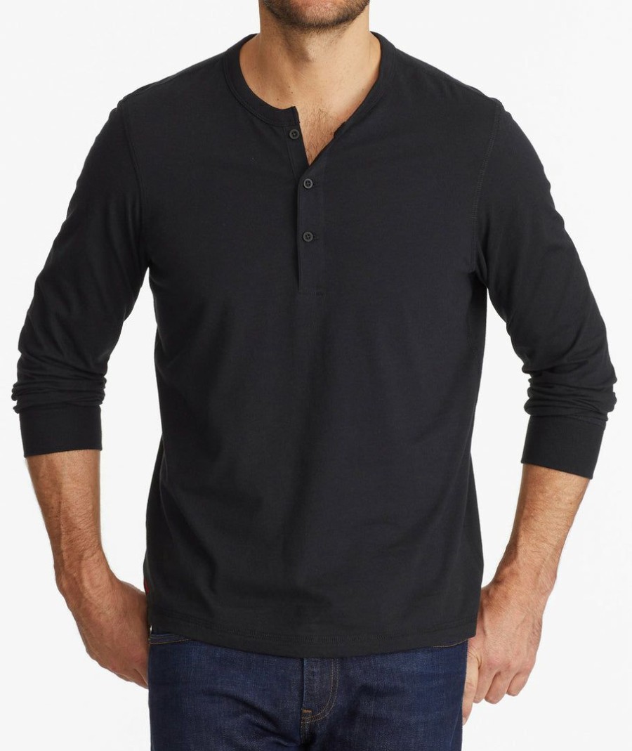 Men * | Deals Untuckit Tees & Henleys Ultrasoft Long-Sleeve Henley Black