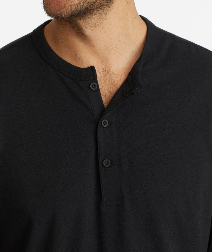 Men * | Deals Untuckit Tees & Henleys Ultrasoft Long-Sleeve Henley Black