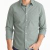 Men * | Budget Untuckit Button-Down Shirts Wrinkle-Free Marcasin Shirt Green