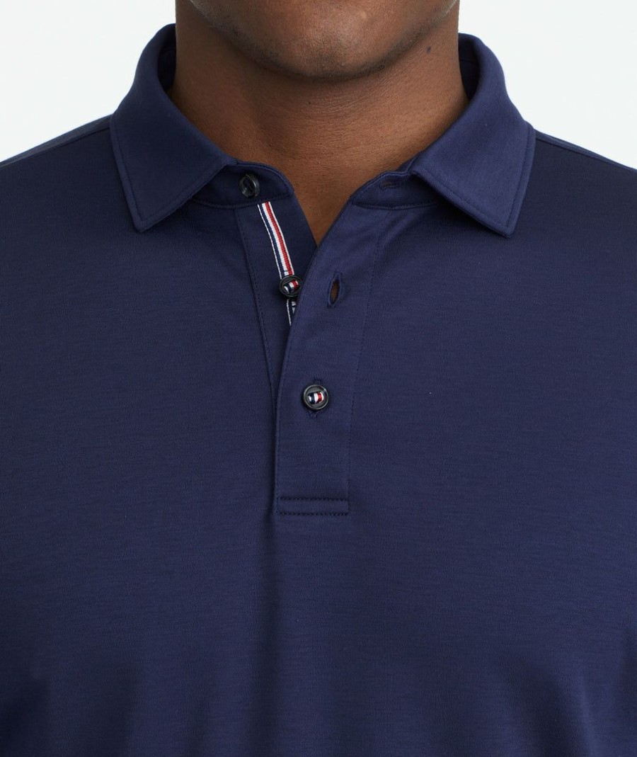 Men * | Best Reviews Of Untuckit Polos Wrinkle-Free Damaschino Long-Sleeve Polo Navy