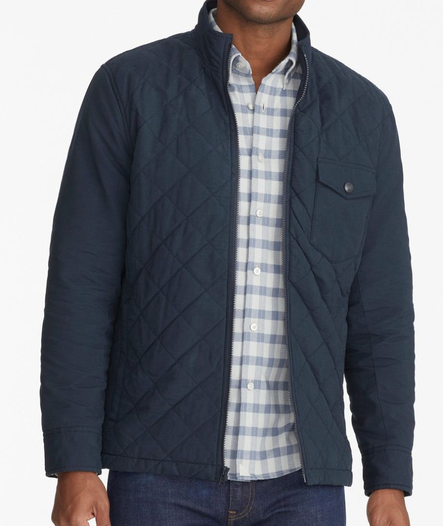 Men * | Budget Untuckit Outerwear Water-Resistant Quilted Jacket Navy