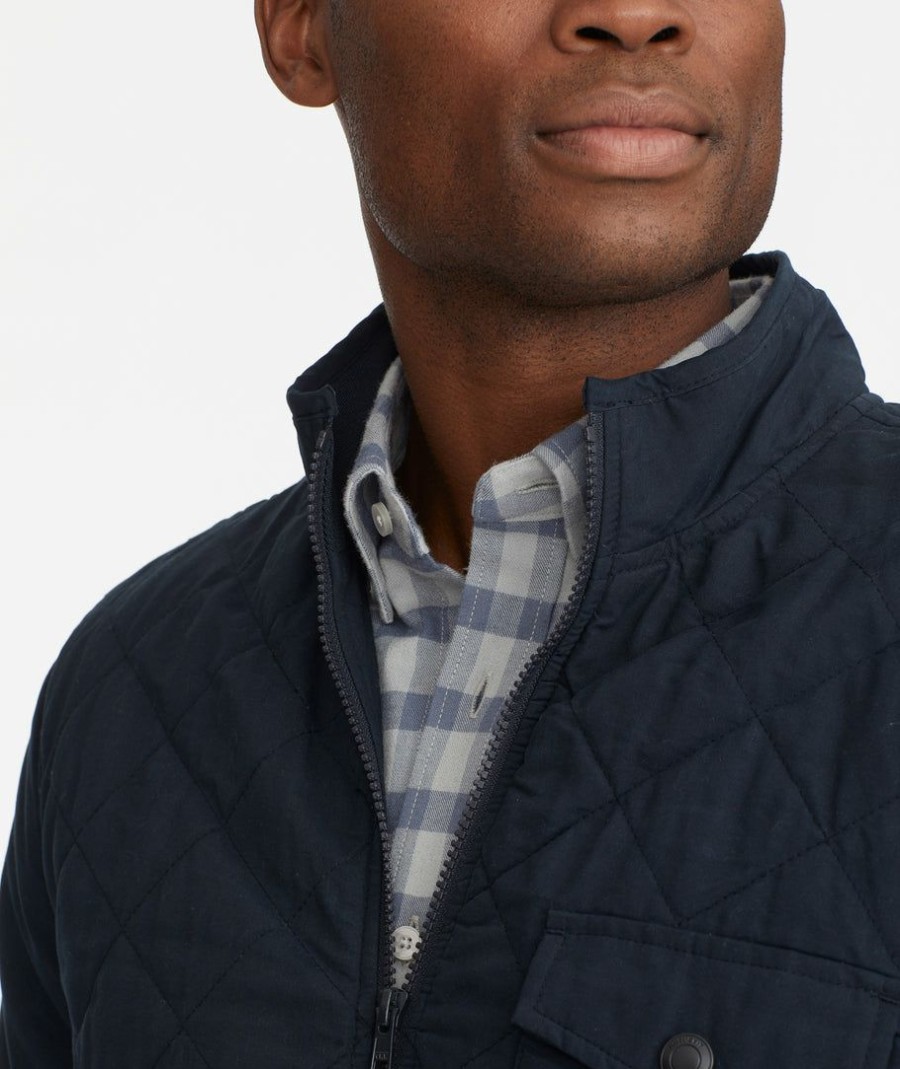 Men * | Budget Untuckit Outerwear Water-Resistant Quilted Jacket Navy