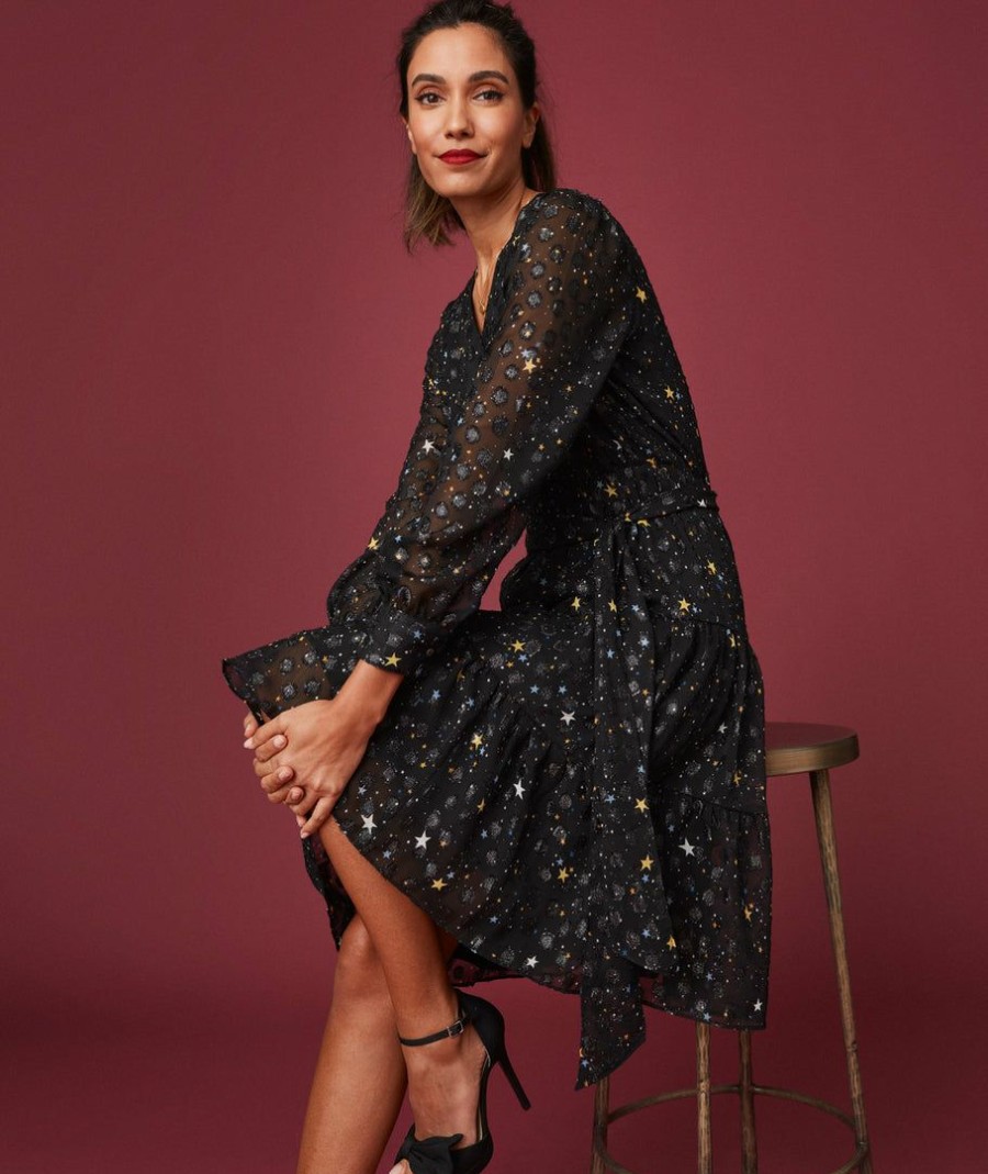 Women * | Buy Untuckit Dresses & Skirts Starry Belted Robyn Dress Black