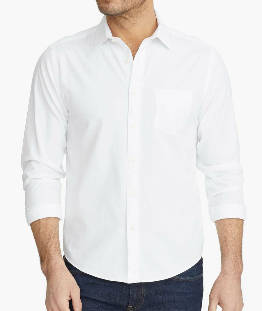 Men * | Best Deal Untuckit Wrinkle-Free Performance Gironde Shirt White