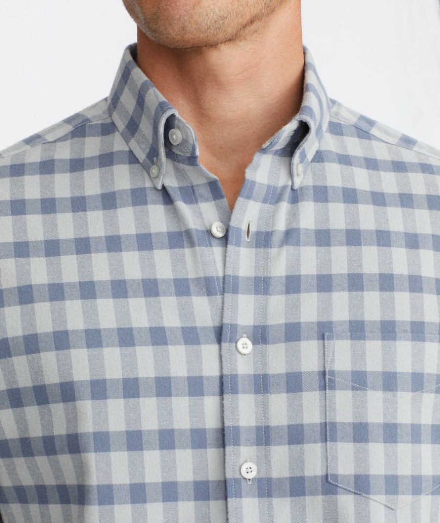 Men * | Cheap Untuckit Button-Down Shirts Wrinkle-Free Performance Flannel Archie Shirt Blue