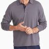 Men * | Top 10 Untuckit Wrinkle-Free Damaschino Long-Sleeve Polo With Contrast Placket Polos Dark Grey