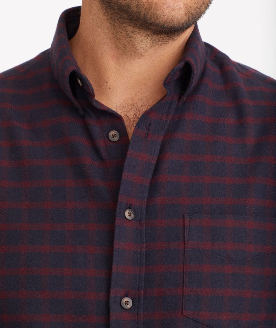 Men * | Best Reviews Of Untuckit Flannel Rully Shirt Button-Down Shirts Navy