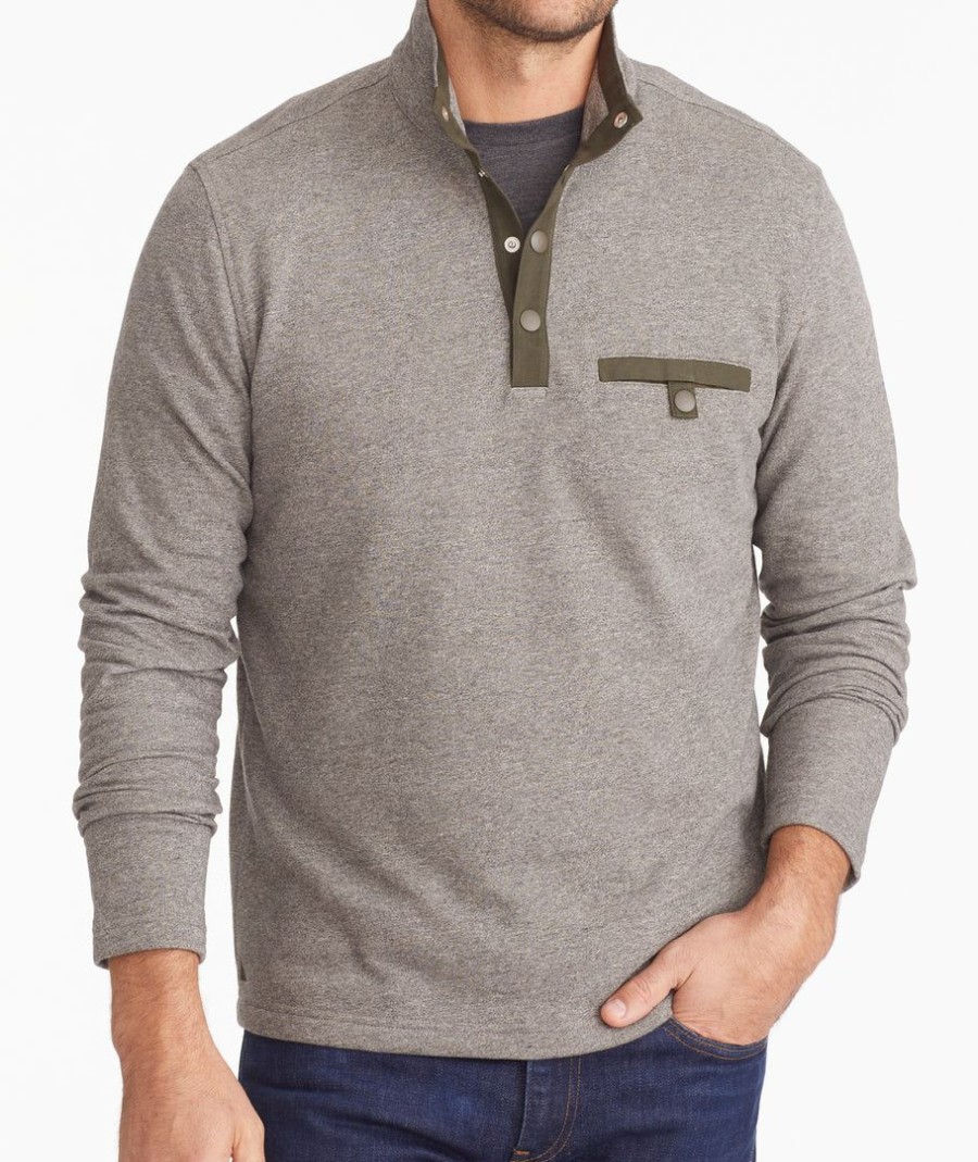 Men * | Wholesale Untuckit Snap Fleece Pullover Sweaters & Sweatshirts Grey