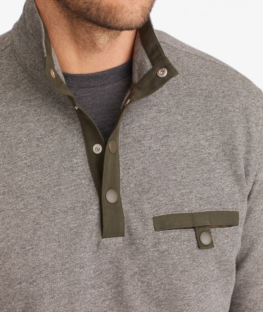 Men * | Wholesale Untuckit Snap Fleece Pullover Sweaters & Sweatshirts Grey