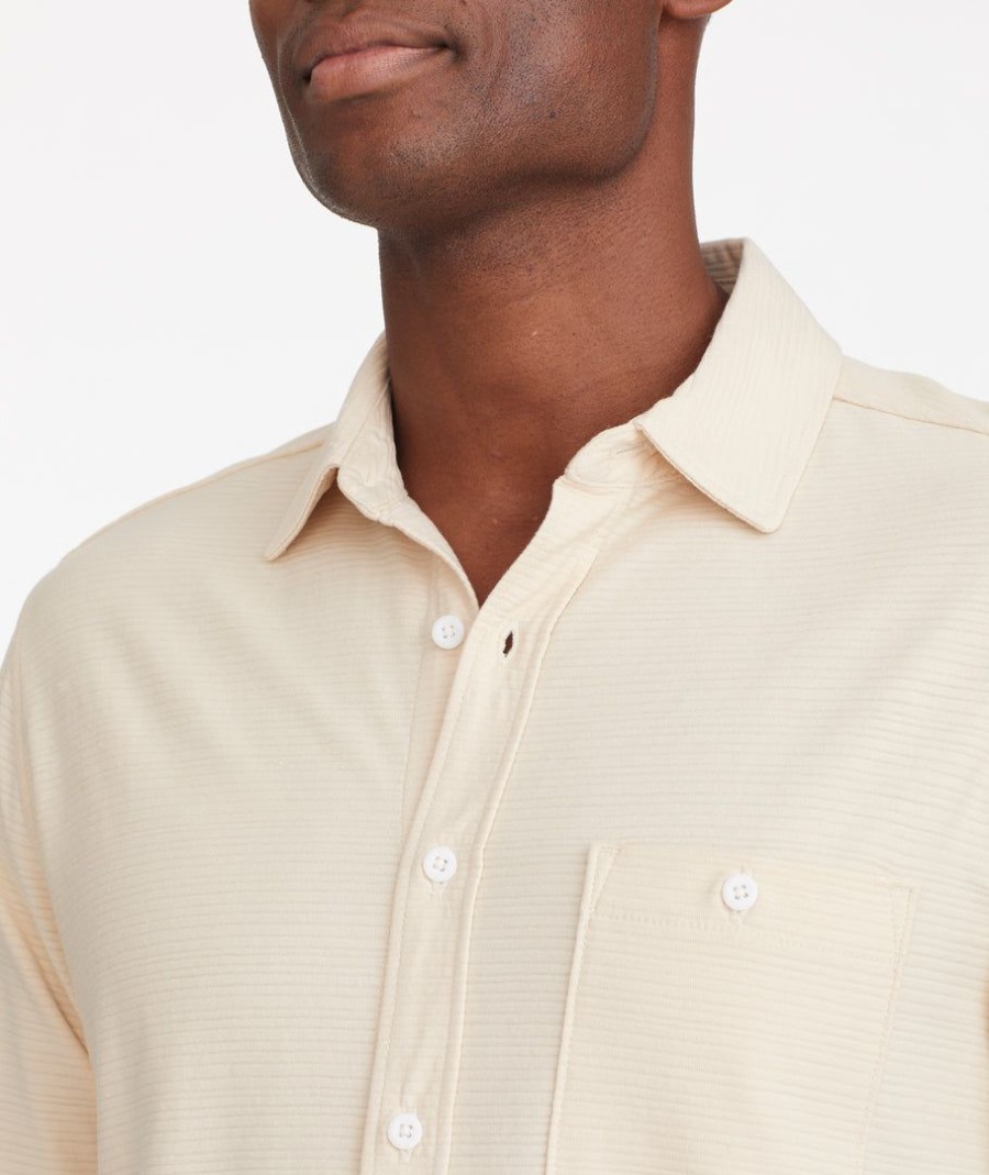 Men * | Hot Sale Untuckit Ribbed Knit Button-Down Tan