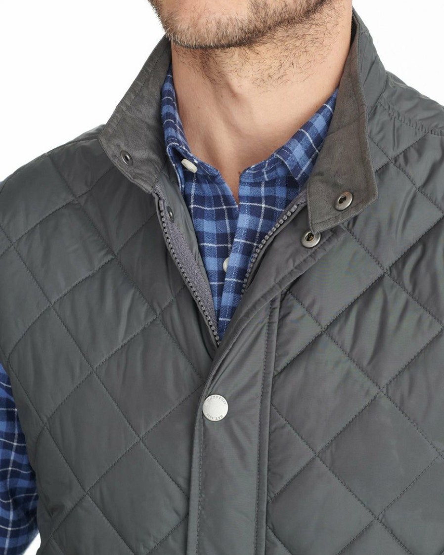 Men * | Wholesale Untuckit Quilted Field Vest Outerwear Grey