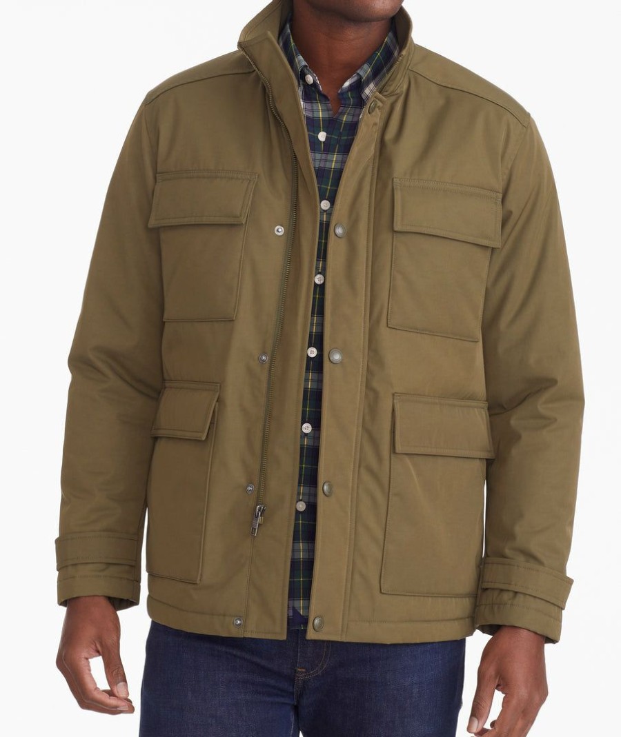 Men * | Top 10 Untuckit Water-Repellent Utility Jacket Dark Green