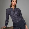 Women * | Best Deal Untuckit Plaid Tara Shirt Shirts Navy