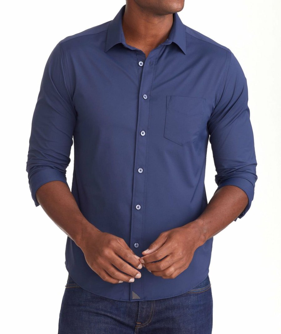 Men * | Best Reviews Of Untuckit Wrinkle-Free Performance Gironde Shirt Navy