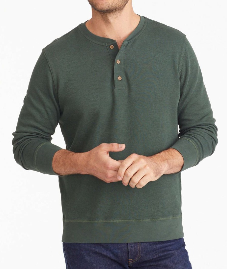 Men * | Flash Sale Untuckit Tees & Henleys Heavyweight Henley Dark Green