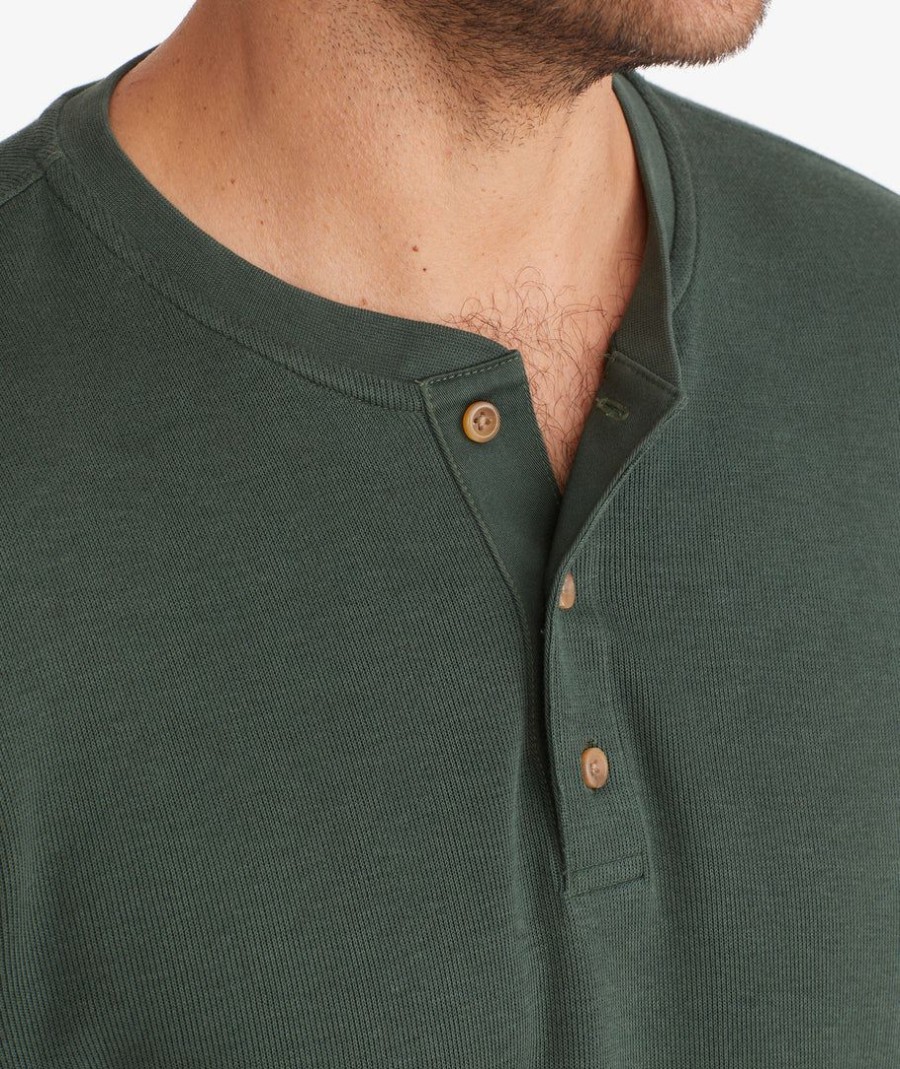 Men * | Flash Sale Untuckit Tees & Henleys Heavyweight Henley Dark Green