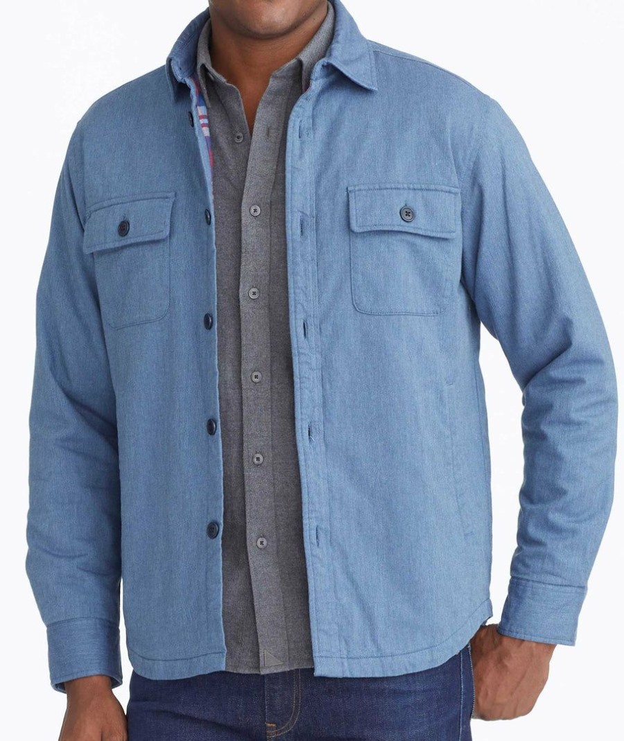 Men * | Buy Untuckit Shirt Jacket Outerwear Blue