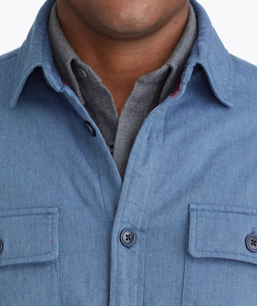 Men * | Buy Untuckit Shirt Jacket Outerwear Blue