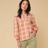 Women * | Brand New Untuckit Shirts Cotton Collarless Beatrice Shirt Orange