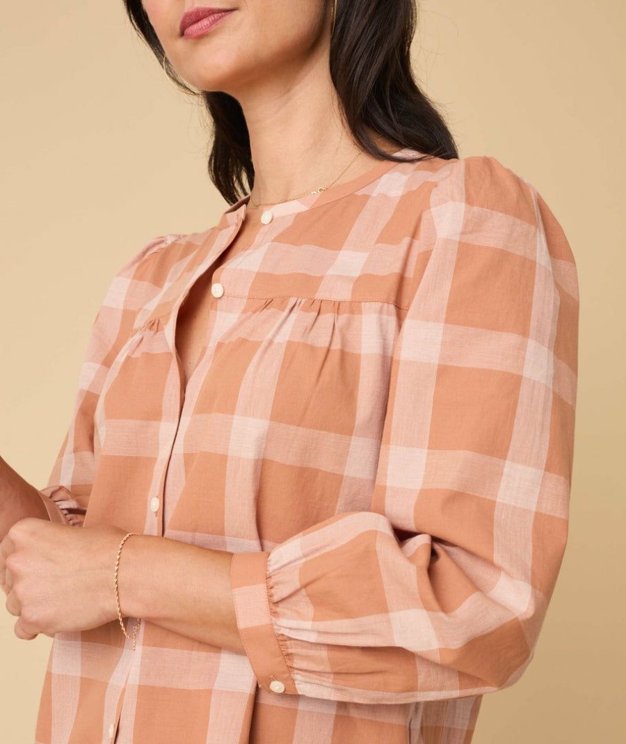 Women * | Brand New Untuckit Shirts Cotton Collarless Beatrice Shirt Orange