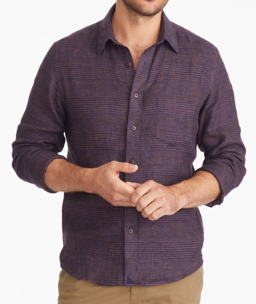 Men * | Best Deal Untuckit Linen Flannel Zermatt Sierre Shirt Button-Down Shirts Purple