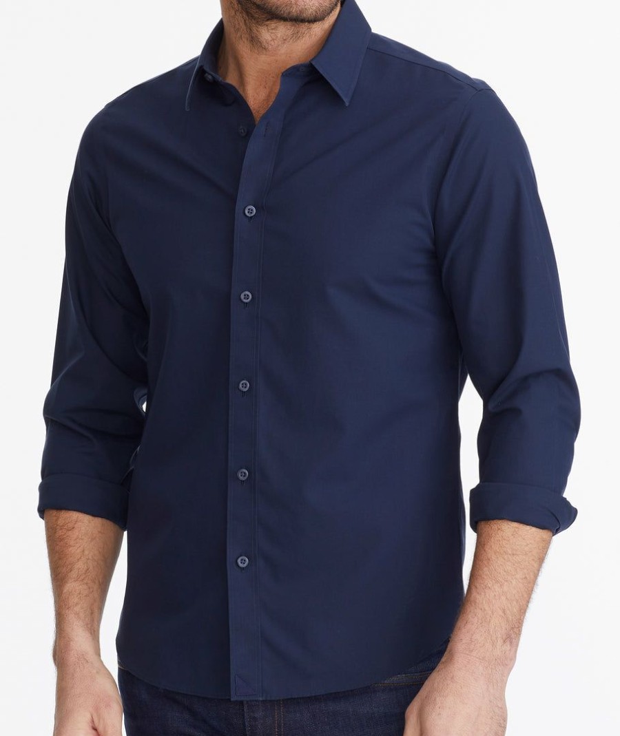 Men * | Cheapest Untuckit Button-Down Shirts Wrinkle-Free Castello Shirt Navy