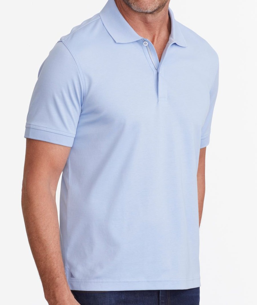 Men * | Buy Untuckit Wrinkle-Free Damaschino Polo Polos Sky Blue