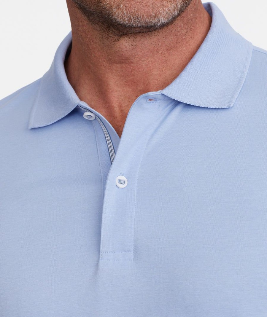 Men * | Buy Untuckit Wrinkle-Free Damaschino Polo Polos Sky Blue