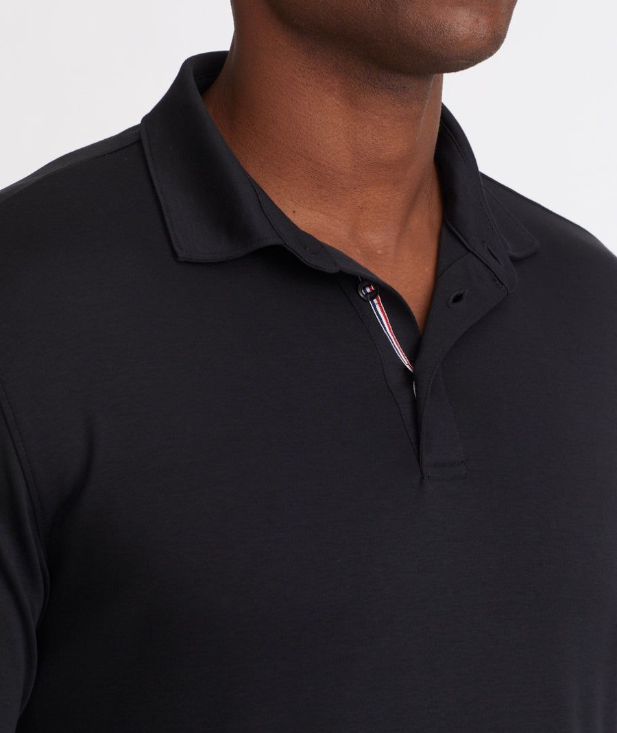 Men * | Buy Untuckit Wrinkle-Free Damaschino Long-Sleeve Polo Polos Black