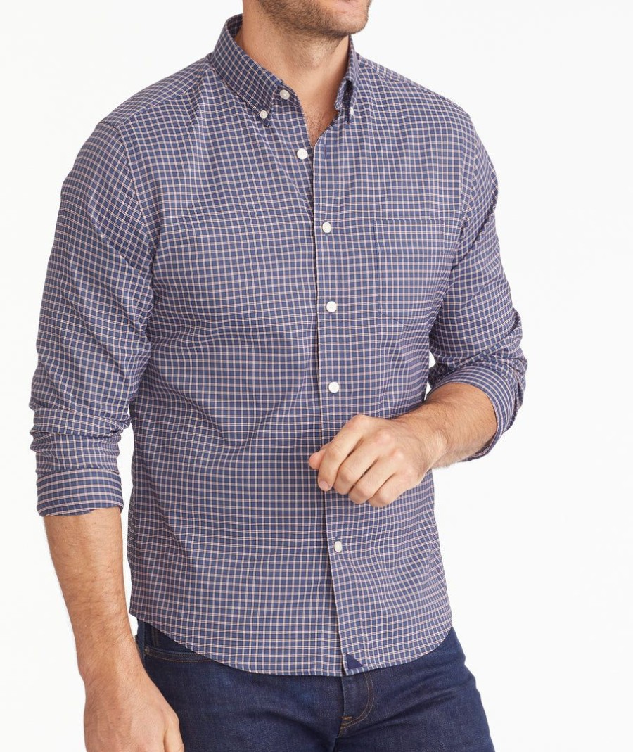 Men * | Outlet Untuckit Wrinkle-Free Performance Salice Shirt Button-Down Shirts Blue