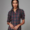 Women * | Top 10 Untuckit Icon Plaid Sadie Shirt Navy