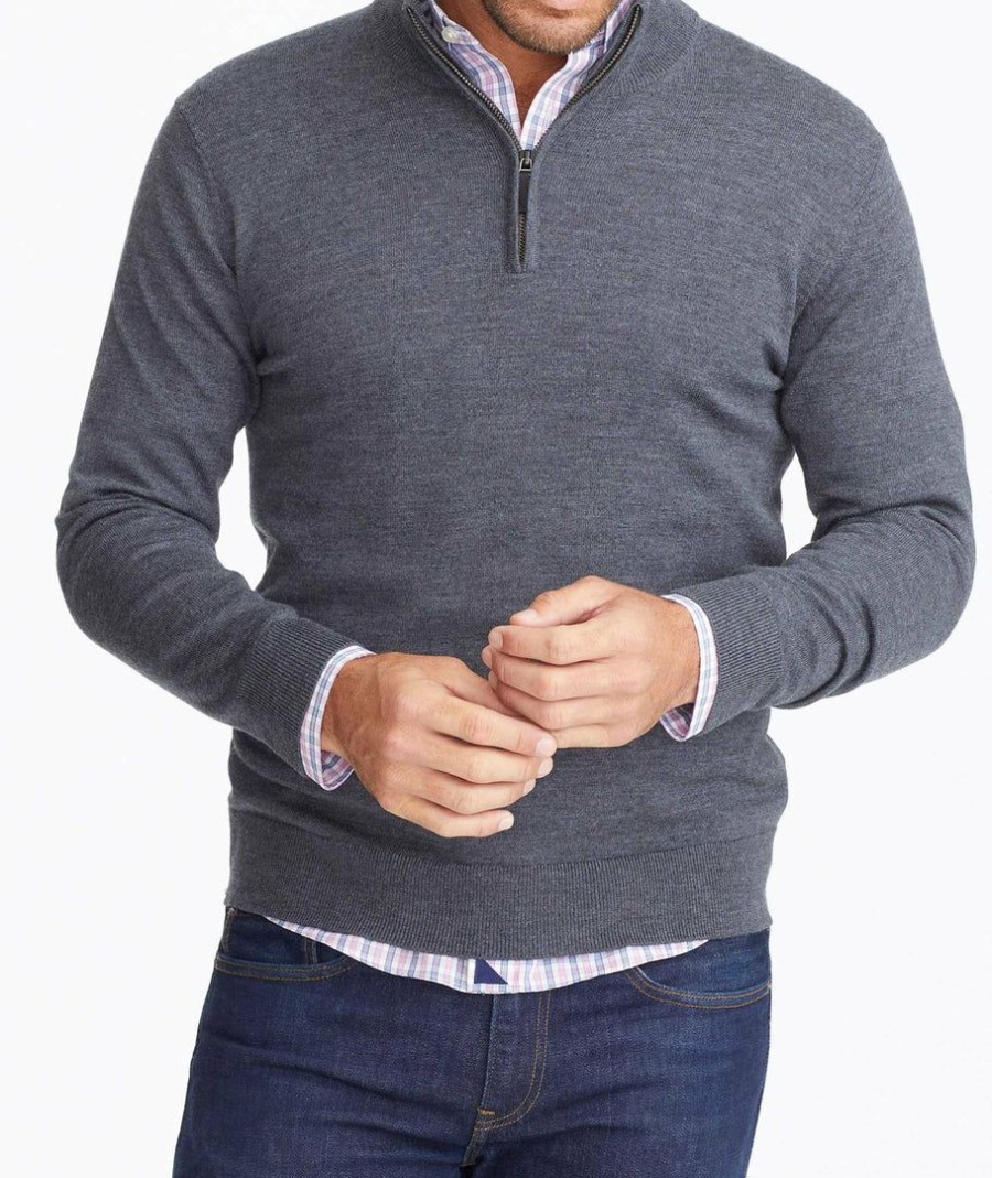 Men * | Wholesale Untuckit Merino Wool Quarter-Zip Sweater Grey