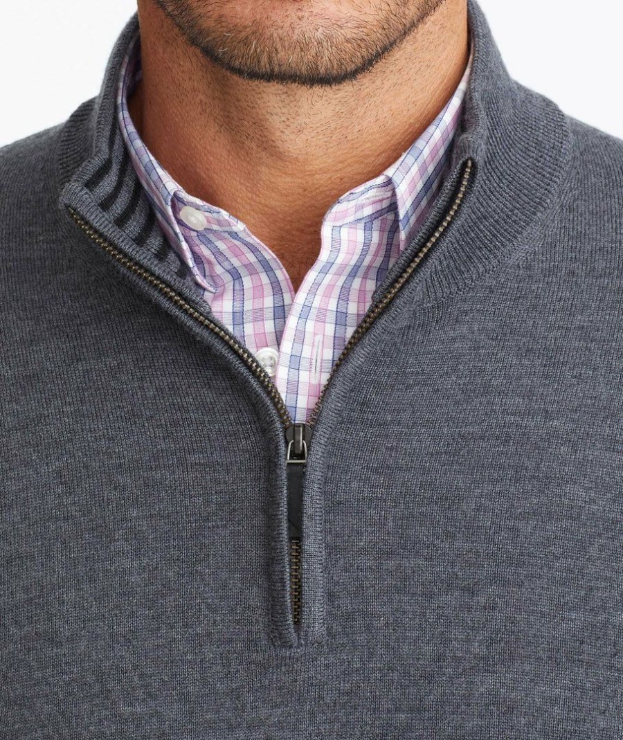 Men * | Wholesale Untuckit Merino Wool Quarter-Zip Sweater Grey