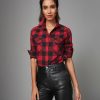 Women * | Best Sale Untuckit Buffalo Check Dylan Shirt Shirts Red