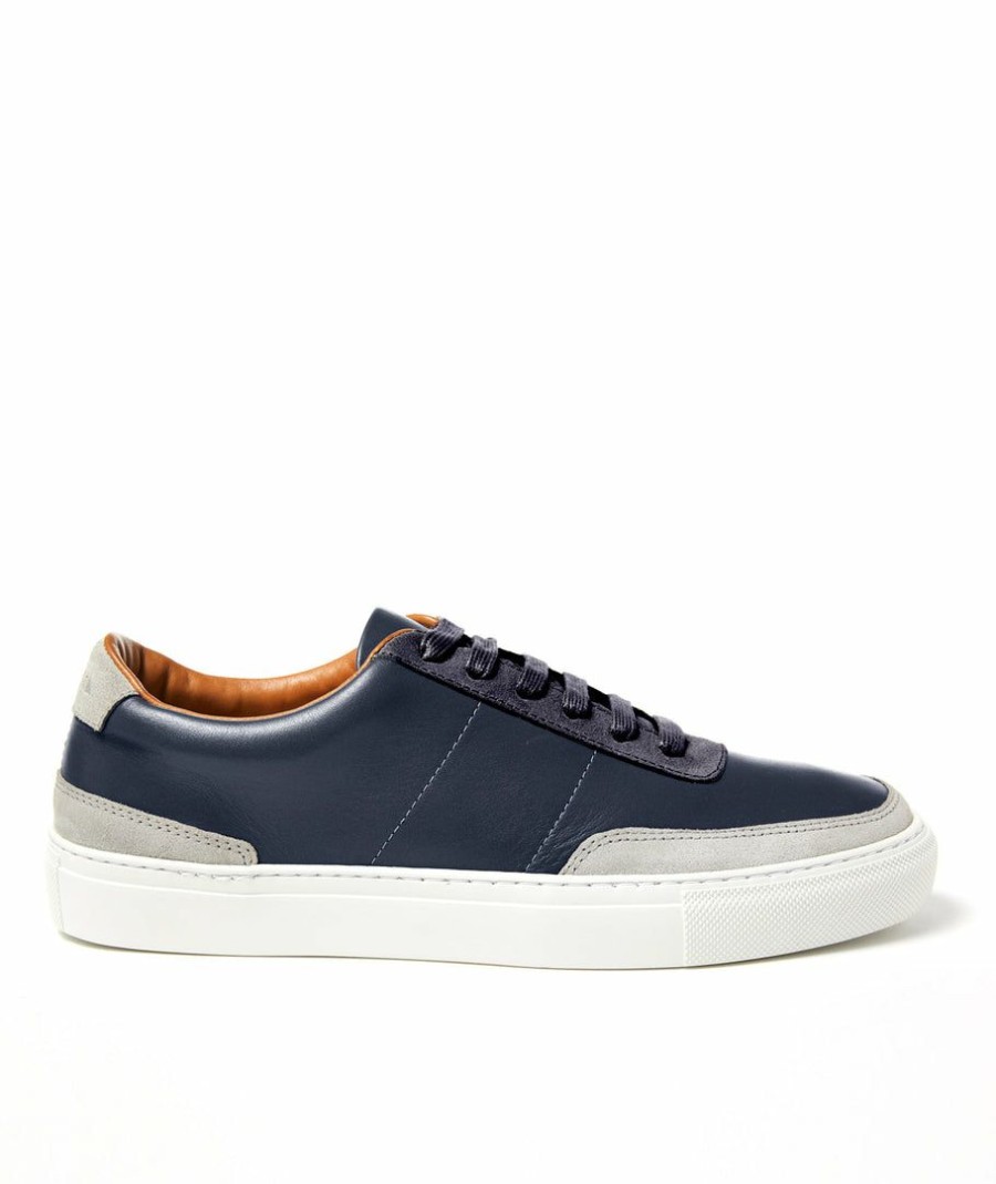 Men * | Coupon Untuckit Contrast Leather Lace-Up Accessories & Shoes Navy