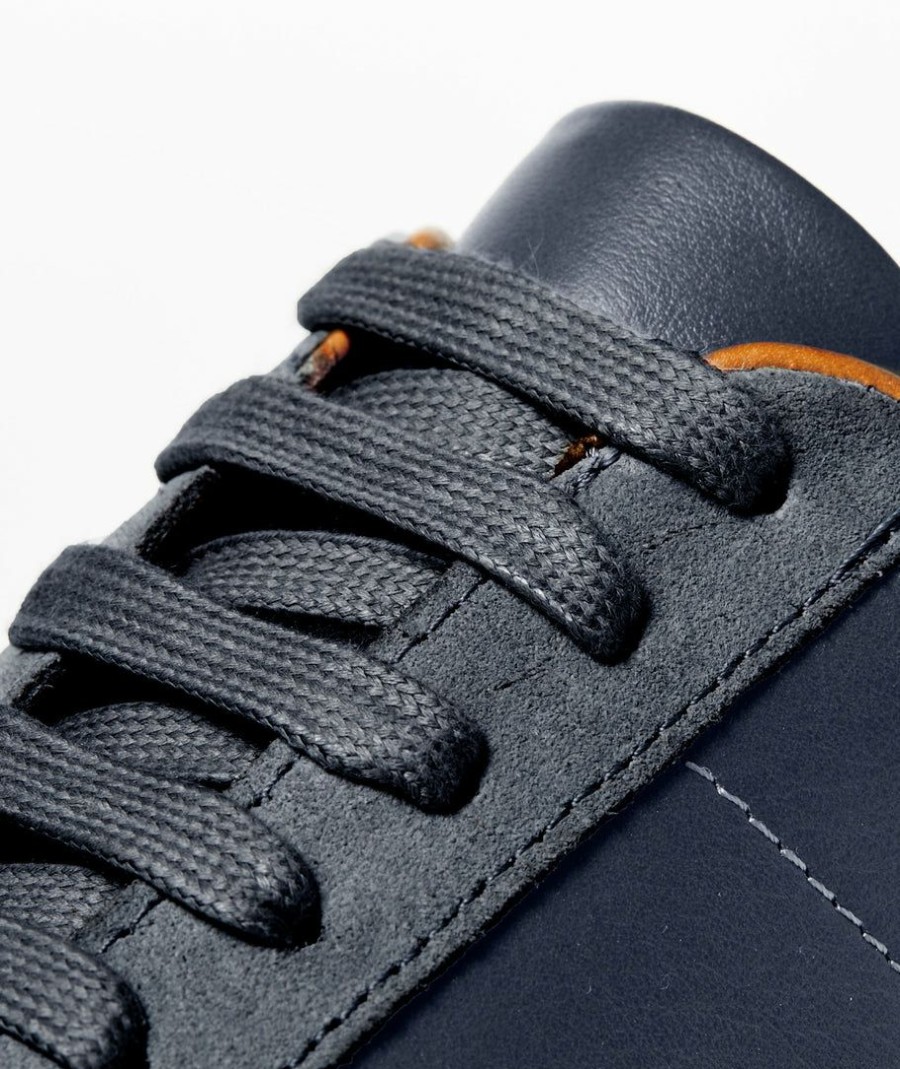 Men * | Coupon Untuckit Contrast Leather Lace-Up Accessories & Shoes Navy