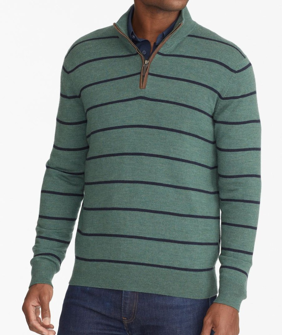 Men * | New Untuckit Merino Wool Quarter-Zip Sweater Sweaters & Sweatshirts Dark Green