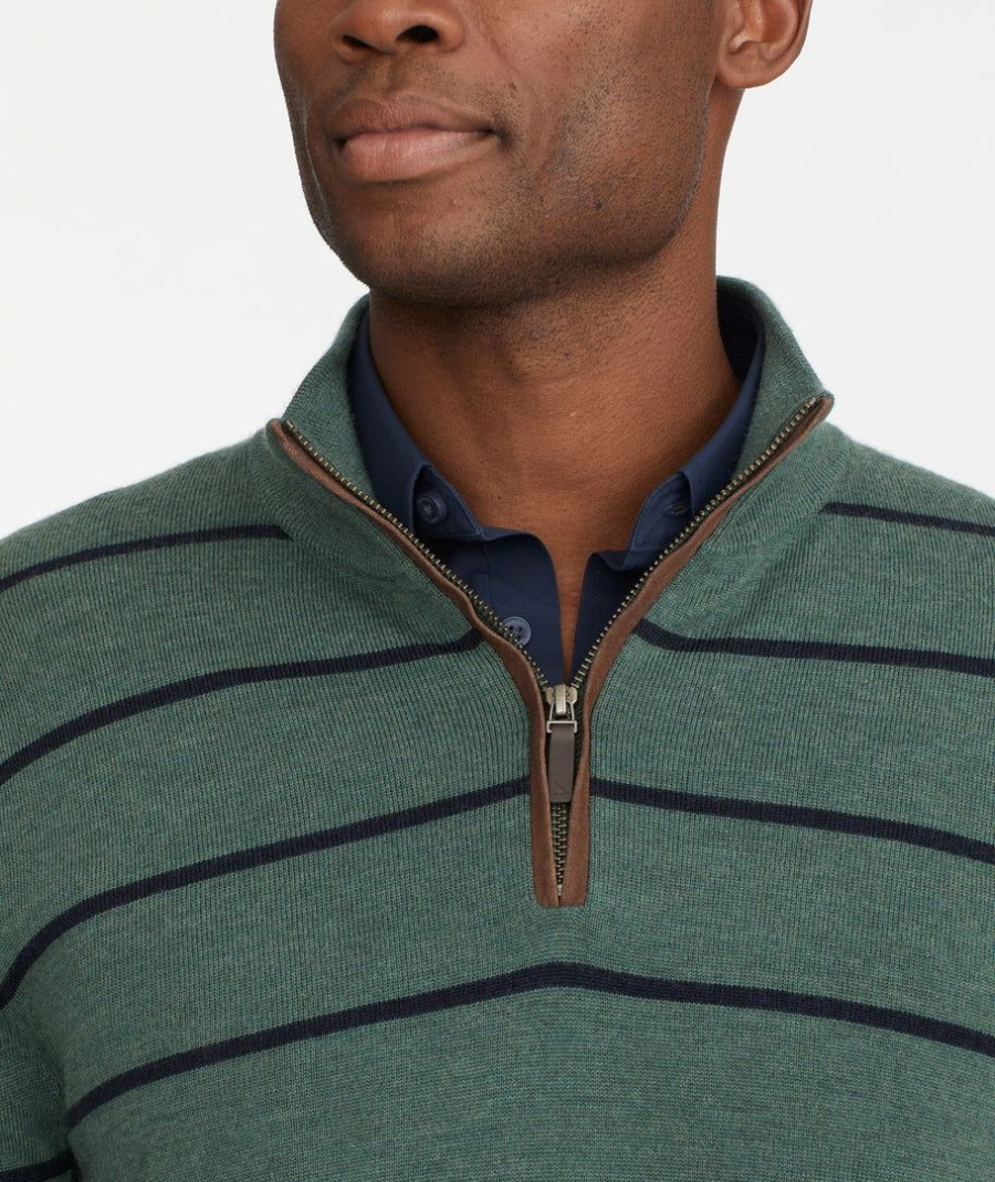 Men * | New Untuckit Merino Wool Quarter-Zip Sweater Sweaters & Sweatshirts Dark Green