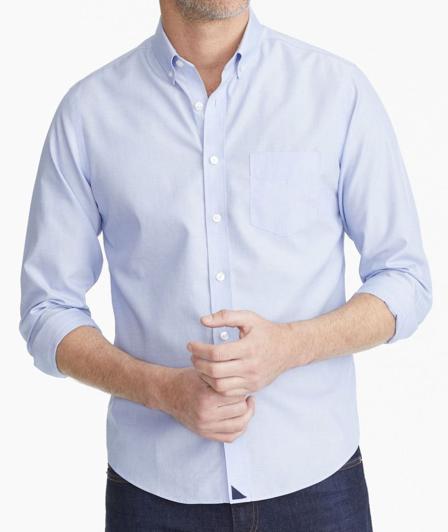 Men * | Wholesale Untuckit Button-Down Shirts Wrinkle-Free Hillside Select Shirt Blue