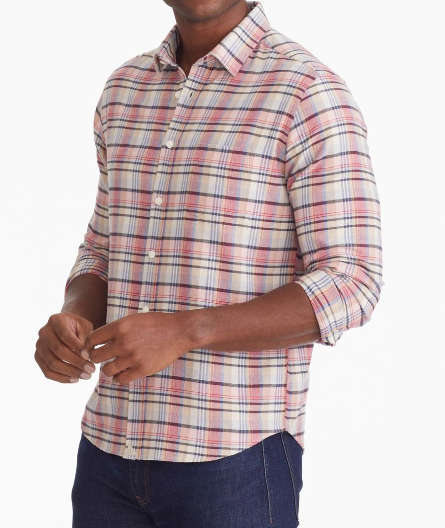 Men * | Wholesale Untuckit Button-Down Shirts Flannel Rudd Shirt Pink