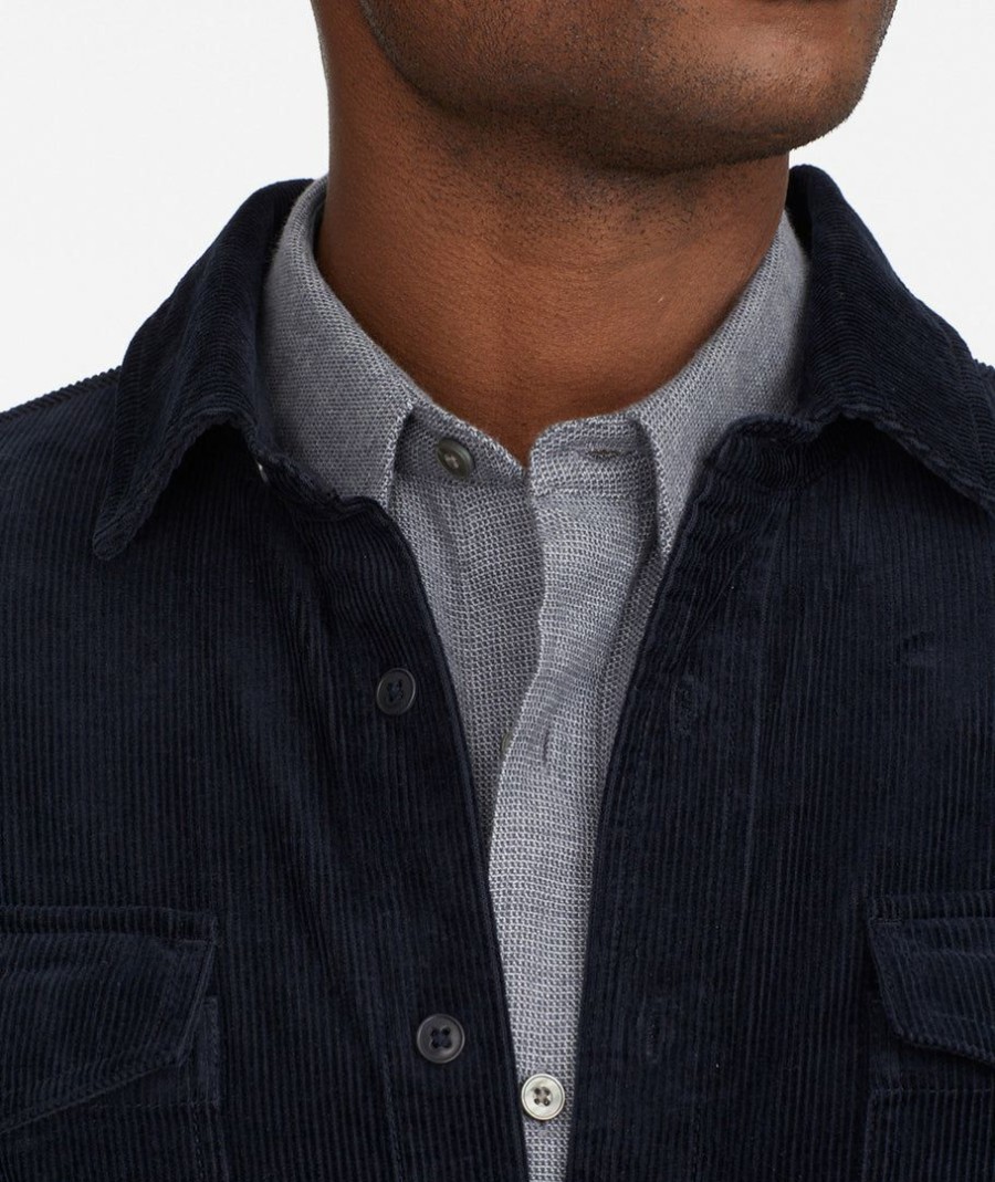 Men * | Brand New Untuckit Corduroy Overshirt Button-Down Shirts Navy